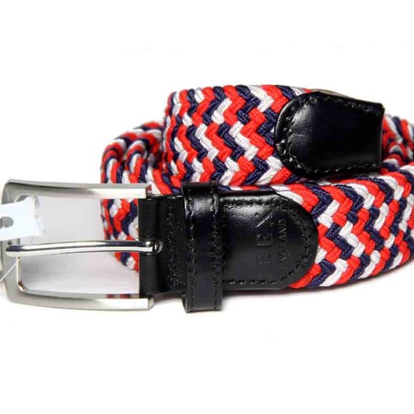 Ibex of England Braided Stretch Belt Fabric Leather Men's Size Medium or 32-34 - Picture 1 of 3